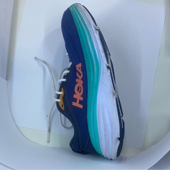 HOKA One One Bondi 8 Running Shoes Navy Teal Orange Women’s Size 9.5 - Picture 10 of 12